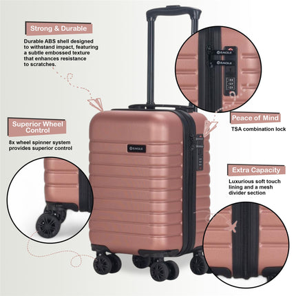 ABS Hardshell Underseat Cabin Suitcase 45 x 25 x 20 cm Luggage Suitable for Rynair