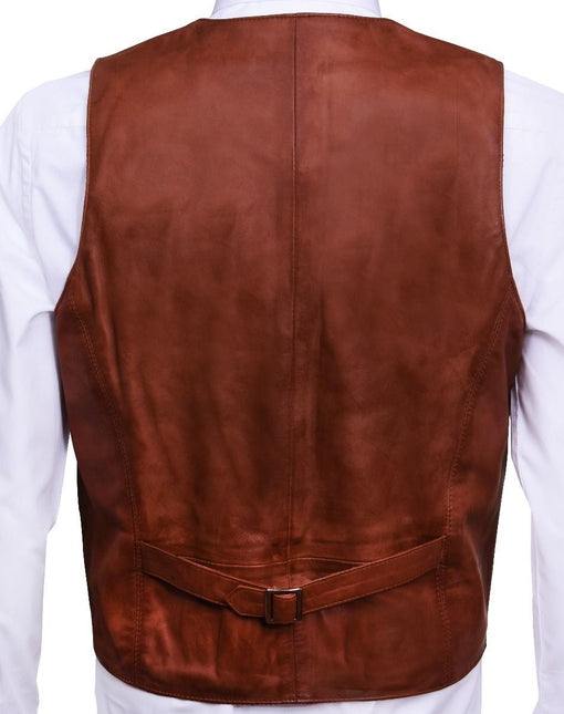 Mens Classic Leather Waistcoat-Chester