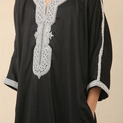 Kid's Boys Black Moroccan Thobe Jubba Robe Eid Djellaba Gandoura