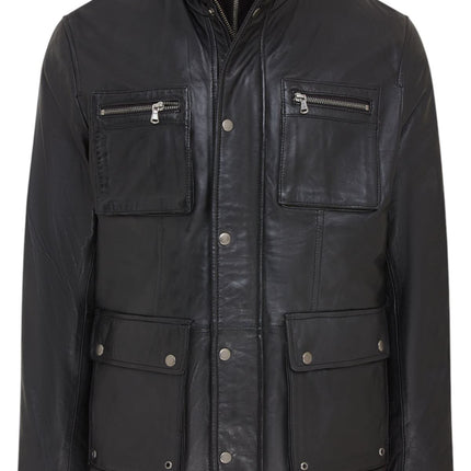 Men’s Leather Military Jacket Outwear Trenchcoat - Field