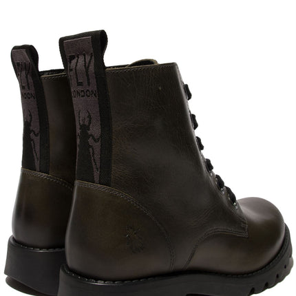 Fly London Womens Green Ragi539 Casual Rug Leather Lace-Up Ankle Boots