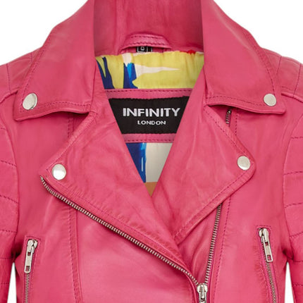 Womens Cropped Brando Leather Biker Jacket-Damascus