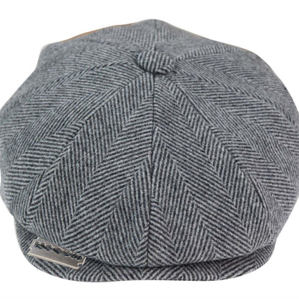 Mens Peaky Blinders Tweed Gatsby Flat Baker Hat With Razor Blade