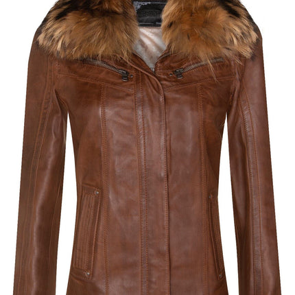 Womens Leather Parker Jacket-Arvada