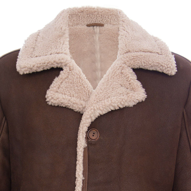 Mens Classic Sheepskin Leather Crombie Jacket-Brisbane