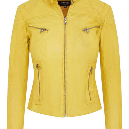Womens Slim-Fit Leather Biker Jacket-Maldon