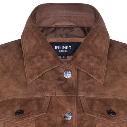 Womens Goat Suede Trucker Jeans Jacket-Astoria