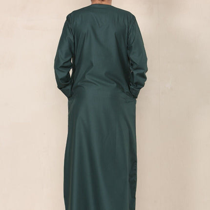 Boy's Kids Olive Green Thobe Emirati Jubba Islamic Clothing Kaftan Eid String Tassel