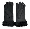 Infinity Leather Womens Black Sheepskin Suede Gloves with Fur Cuff