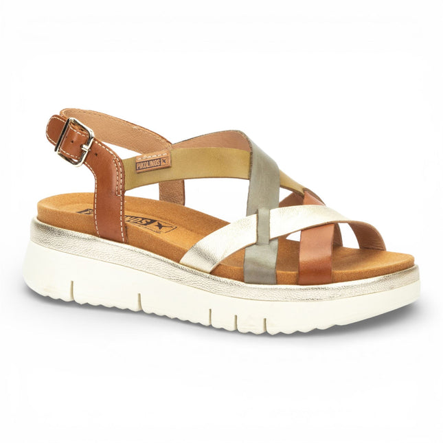 Pikolinos Women's Brown Leather Extra-Light Summer Wedge Sandals - Palma