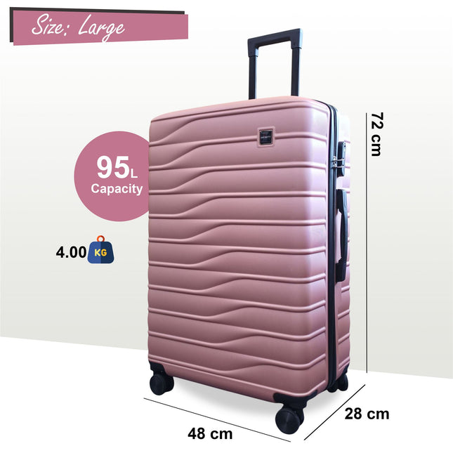 Hardshell Rose Gold Suitcase Set Robust 8 Wheel Luggage Cabin Case Bag