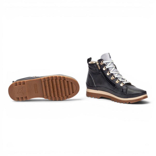 Pikolinos Women's Blue Leather Trainers Sneaker Winter Lace-up Boots - Vigo