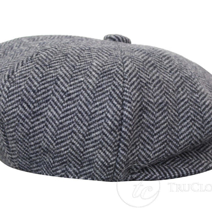 Mens Peaky Blinders Grey Tweed Gatsby Flat Baker Hat