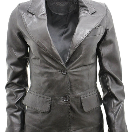 Womens Leather Blazer Jacket-Seregno