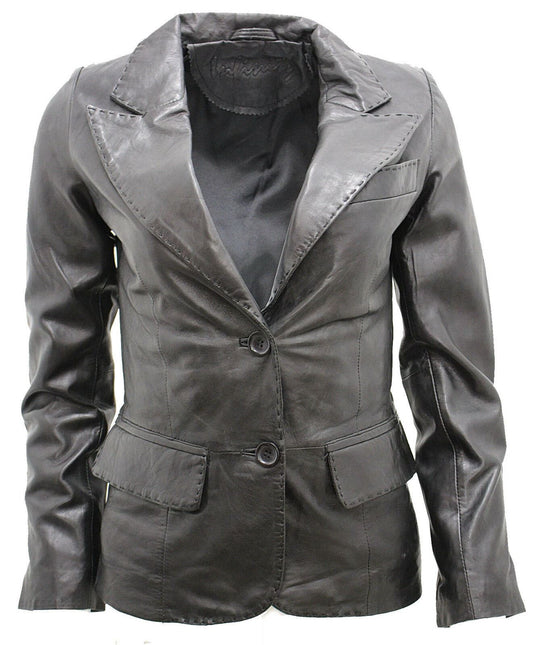 Womens Leather Blazer Jacket-Seregno