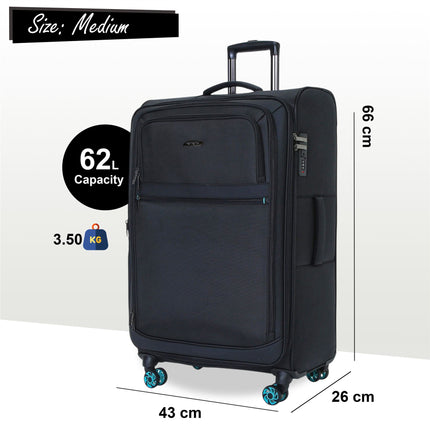 Soft Shell Black 1680D Polyester Suitcase Set 8 Wheel TSA Lock Luggage