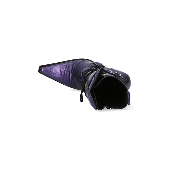 New Rock Women's Purple Leather Gothic High Heeled Boots - M-9373-C16