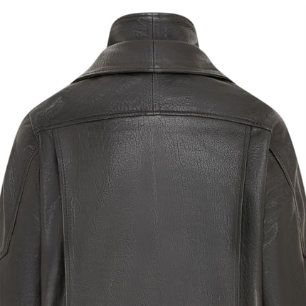 Womens Leather Biker Blouson Oversized Jacket - Big Bomber