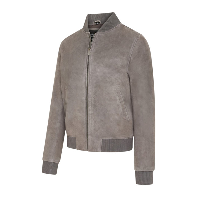 Mens Grey Goat Suede MA-1 Bomber Jacket-Auckland