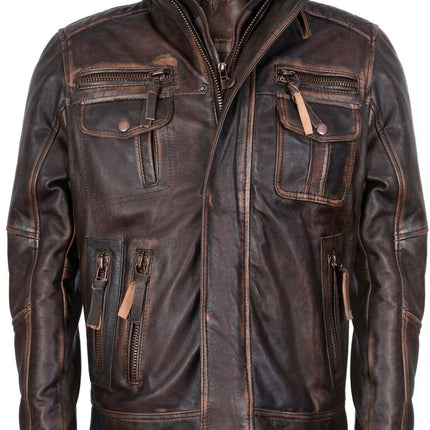 Men's Leather Retro Biker Jacket-Toronto