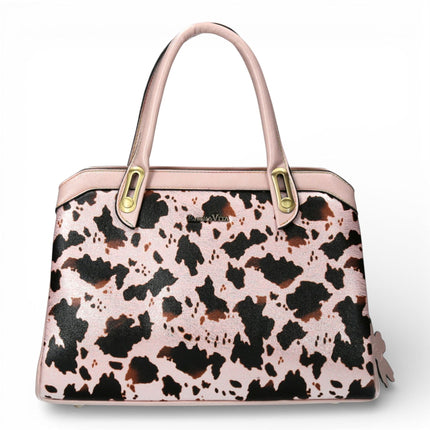 Laura Vita Aramis-08 Womens Rose Pink Floral Print Adjustable Straps Shoulder Tote Handbag