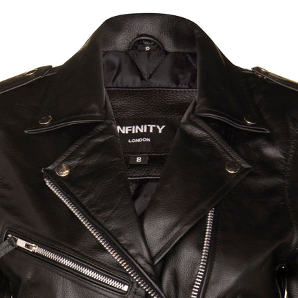 Women's Black FRINGE Leather Brando TASSELED Motorcycle Cow Hide Biker Jacket