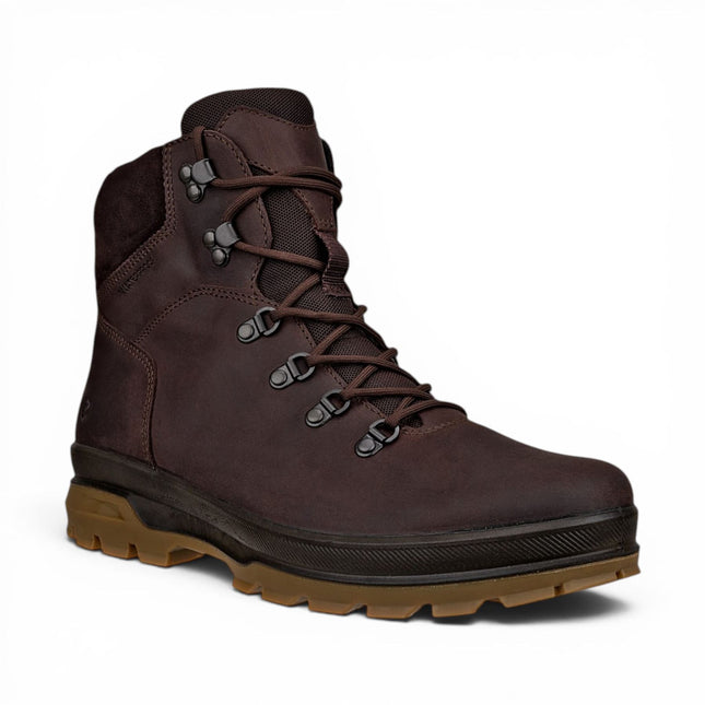 Ecco Men's Brown Leather Waterproof Lace-up Hiking Boots - Rugged Track 25