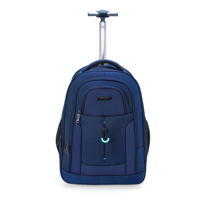17" Blue Wheeled Laptop Backpack 1680D + PU 2 Wheel Trolley Rucksack