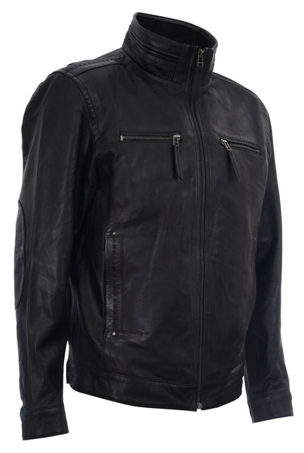 Mens Classic Leather Biker Jacket-Caracas