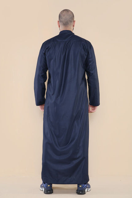 Mens Navy Thobe Jubba Saudi Islamic Arabic Eid Cotton Kaftan Jubbah Umrah Robe