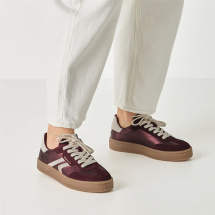 Tamaris Women's Burgundy Red Leather Trainers Sneaker Shoes - 23723-44