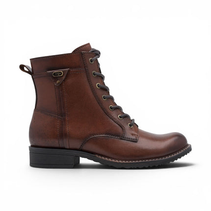 Tamaris Women's Brown Leather Lace-Up Combat Boots - 25224-47