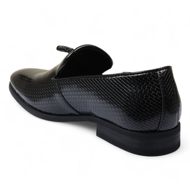 Men’s Black Formal Tassel Loafers Slip-On Leather Shoes