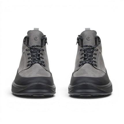 Ecco Men's Waterproof Black Grey Leather Outdoor Walking Boots - Byway 2.0