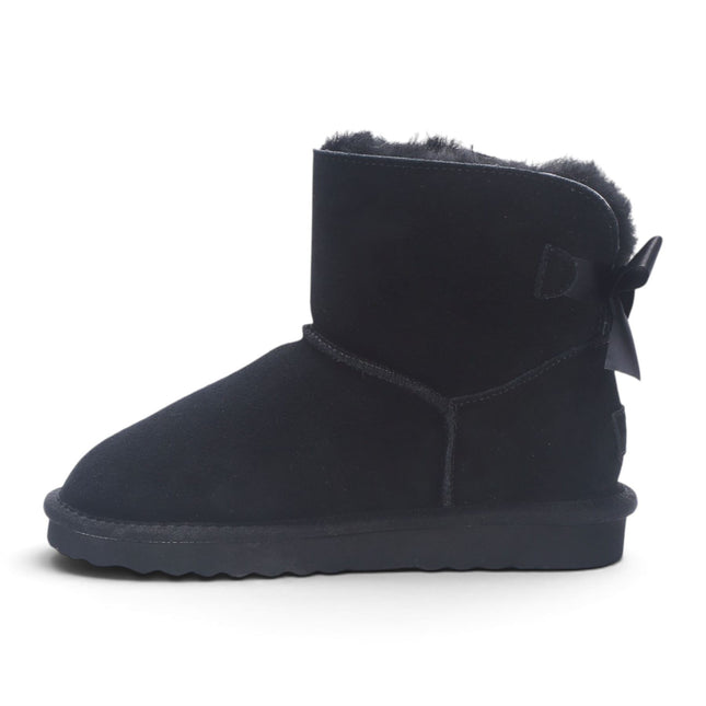 Women's Black Genuine Sheepskin Real Fur Winter Ankle Boots - Eclipse