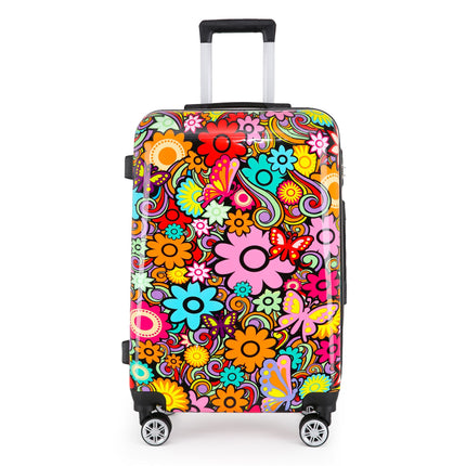 Hardside Shell Suitcase Set Printed Luggage Lightweight Cabin Travel Bag