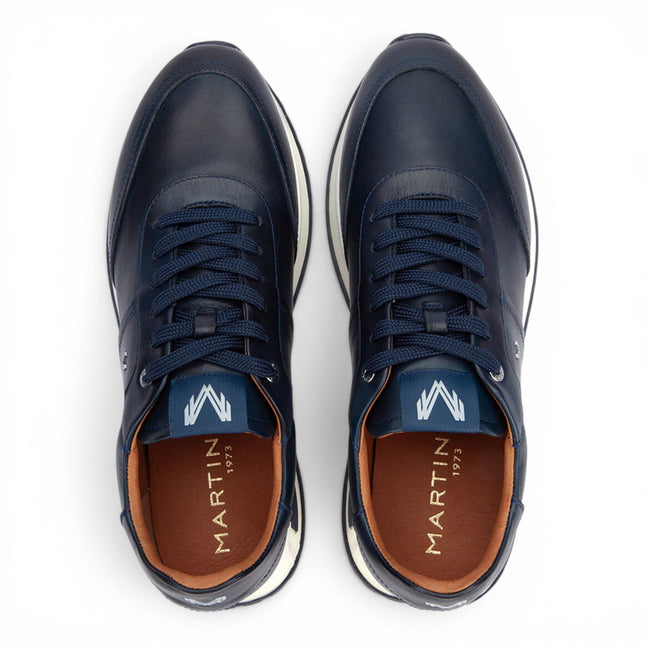 Martinelli Men's Blue Leather Sneakers Trainer Lace-Up Shoes - Hanbury