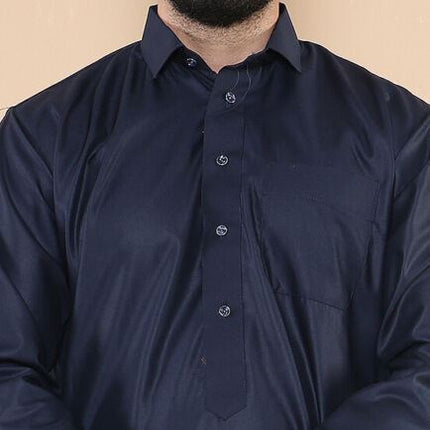 Mens Navy Thobe Jubba Saudi Ramadan Eid Islamic Kaftan Kaudara Arabic Jubbah