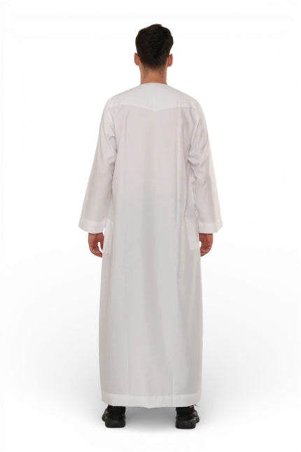 Men's Eid White Moroccan Thobe Robe Djellaba Ramadan Eid Jubba- HM10