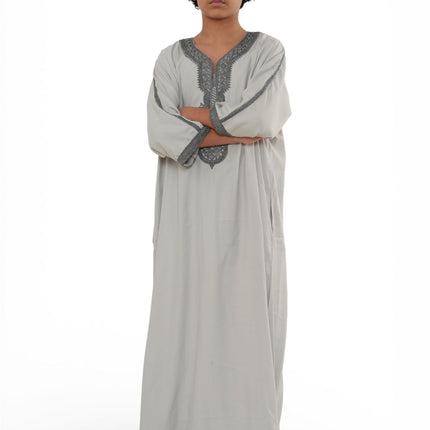 Kids Boys Grey Charcoal Moroccan Thobe Robe Eid Djellaba Gandoura Jubba- K-HM65