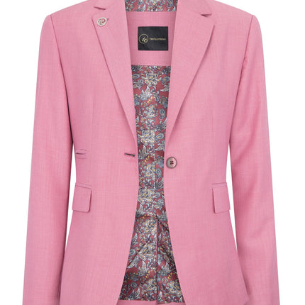 Women's 3 Piece Tailored Fit Plain Pink Formal Office Suit