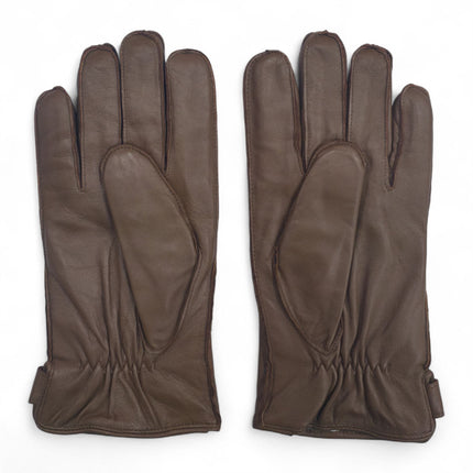 Men’s Tan Brown Italian Leather Warm Wool-Lined Winter Gloves - M-LGV-505