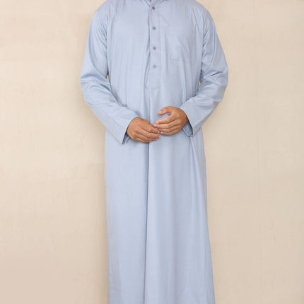 Mens Blue Thobe Jubba Saudi Ramadan Eid Islamic Kaftan Kaudara Arabic Jubbah