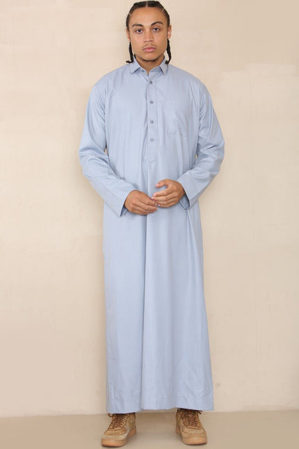 Mens Blue Thobe Jubba Saudi Ramadan Eid Islamic Kaftan Kaudara Arabic Jubbah