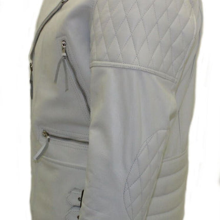 Mens Cowhide Leather Biker Jacket-Nassau