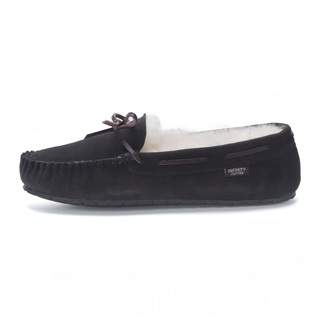 Men’s Brown Genuine Sheepskin Moccasin Winter Slippers - Flint