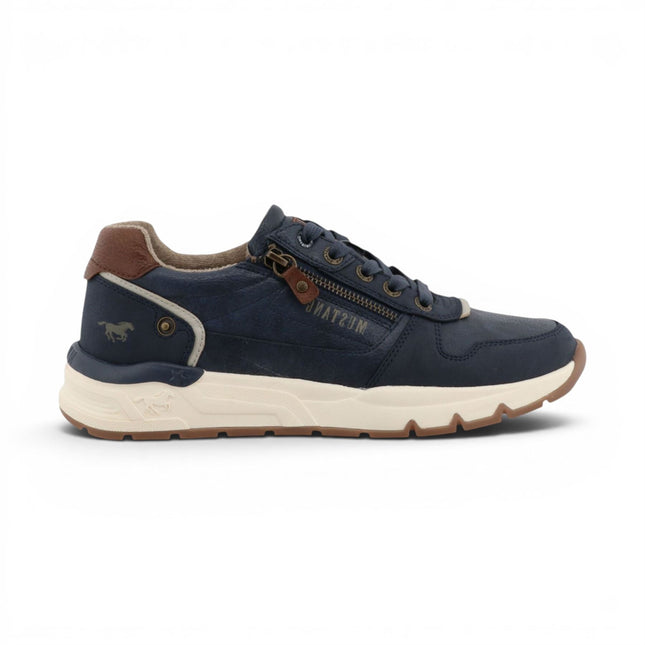 Mustang Men's Navy Faux Leather Trainer Sneakers - M0051001