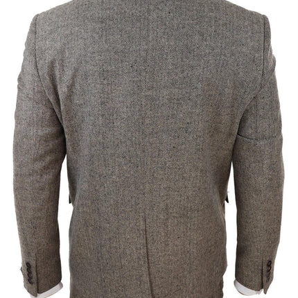 Mens Oak Brown 3 Piece Tweed Suit Vintage Harringbone 1920s Retro Peaky Blinders