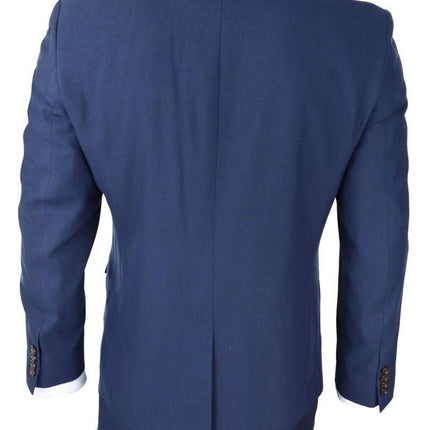 Mens 3 Piece Navy Blue Classic Retro Suit