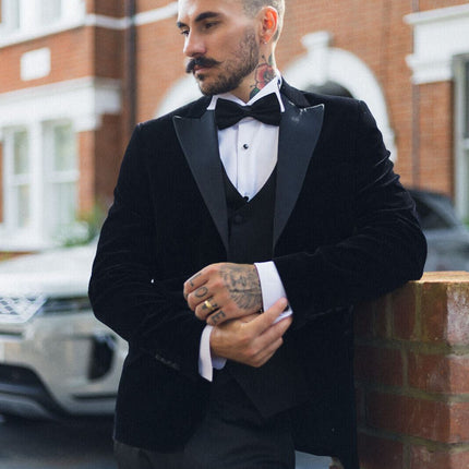 Mens Black Velvet Dinner Tuxedo Suit Jacket Blazer